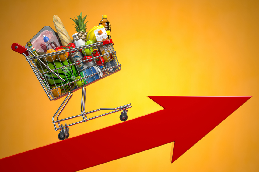 A shopping trolley of goods